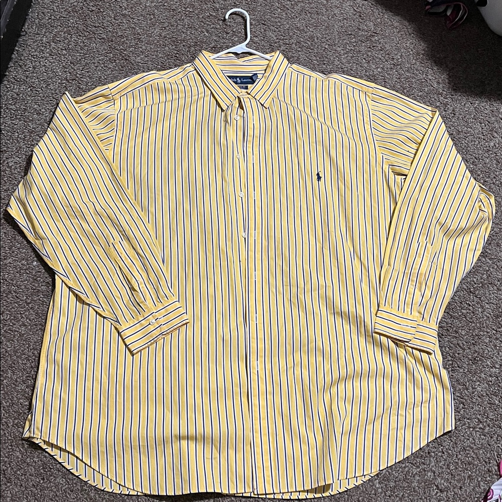 Ralph Lauren Kids Yellow and Blue Striped Button-Down Shirt
